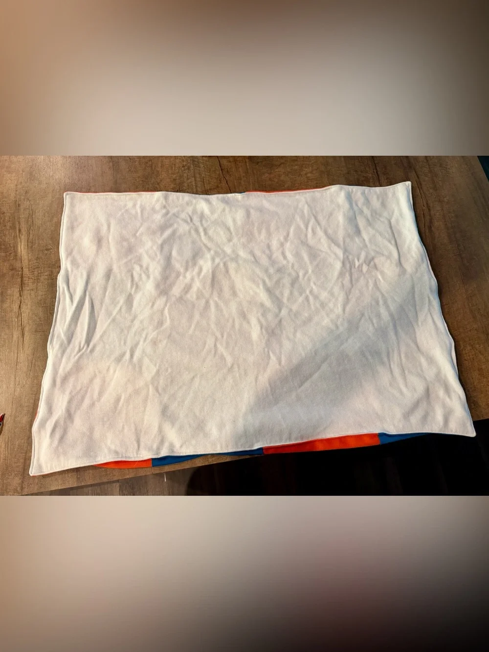 Orange blue checkerboard patchwork lap/pet blanket